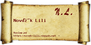 Novák Lili névjegykártya