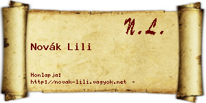 Novák Lili névjegykártya